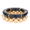 2PCS Resin Metal Ball Stretch Bracelets