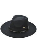 C.C Link Chain & Pleated Wide Band Vegan Felt Hat