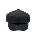 C.C Solid Faux Leather Newsboy Cap