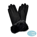 Fluffy Faux Fur Faux Suede Touch Smart Gloves