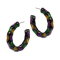 Women's Mardi Gras Glittered Hoop Earrings