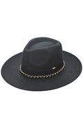 C.C Chain Trim Band Vegan Felt Panama Hat