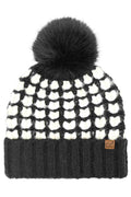 C.C Full of Heart Pattern Pom Beanie Winter Hat