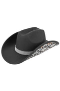 C.C Leopard Pattern Rhinestone Felt Cowboy Hat