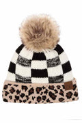 C.C Buffalo Check Beanie with Leopard Pattern Band