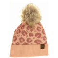 Leopard Pattern Faux Fur Pom C.C Beanie