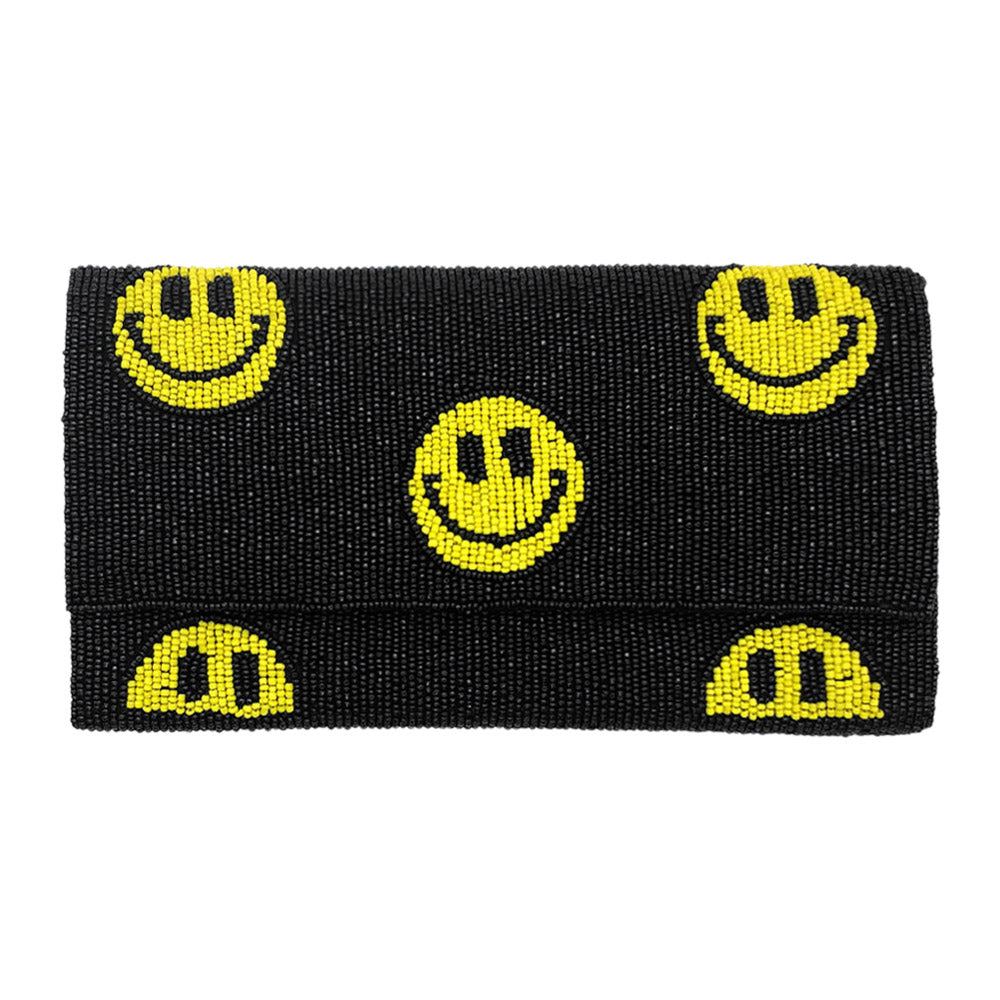 Smile Patterned Seed Beaded Clutch / Crossbody Bag