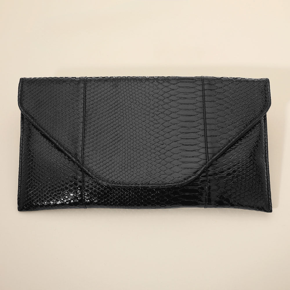 Snake Skin Patterned Envelope Clutch / Shoulder Bag