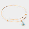 -J- Turquoise Embellished Initial Monogram Charm Bracelet
