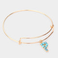 -P- Turquoise Embellished Initial Monogram Charm Bracelet