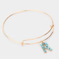 -R- Turquoise Embellished Initial Monogram Charm Bracelet