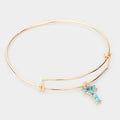 -T- Turquoise Embellished Initial Monogram Charm Bracelet