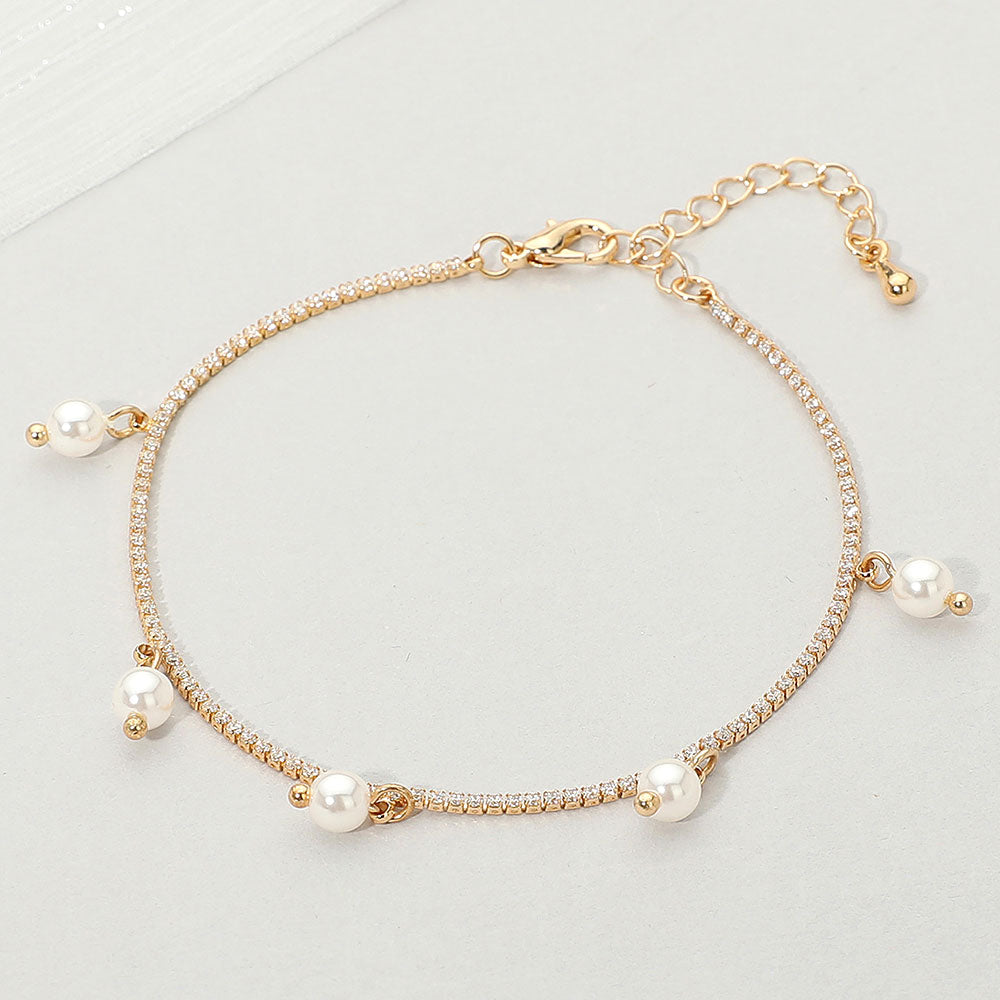 Pearl Charm Station Bracelet