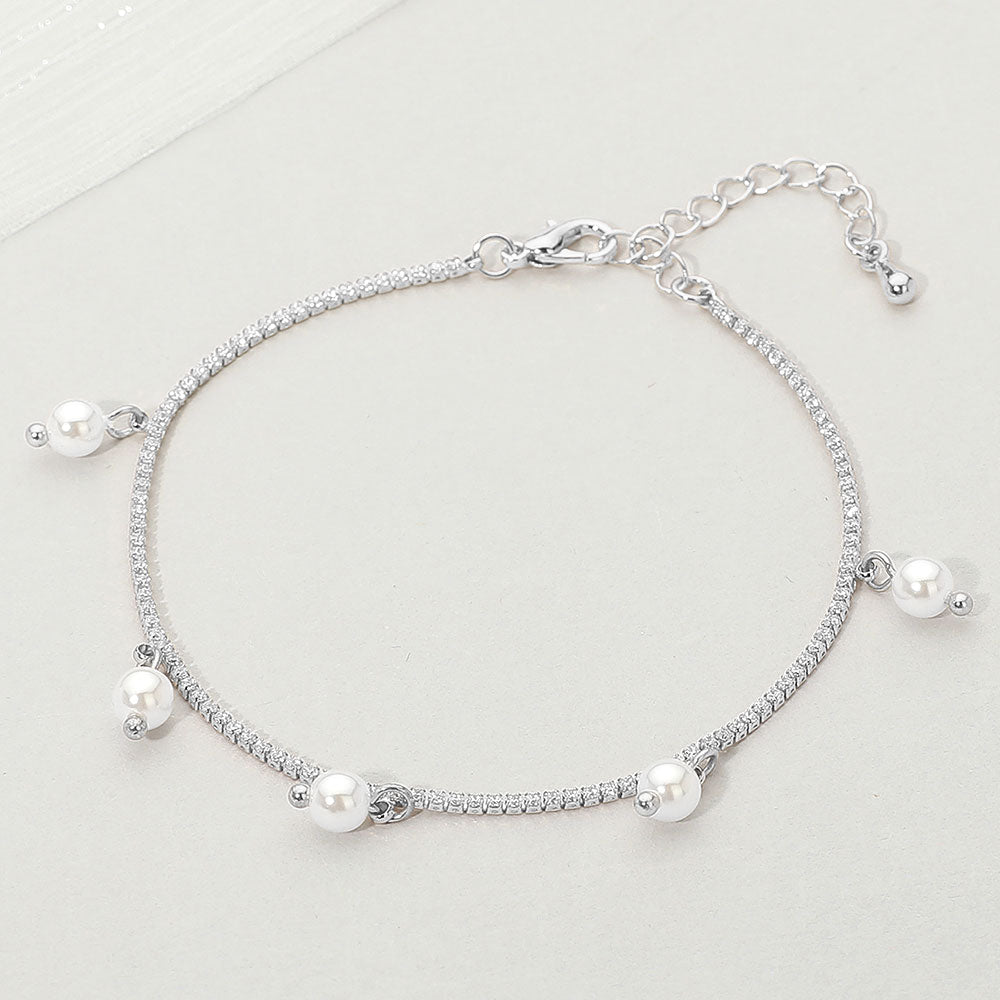 Pearl Charm Station Bracelet