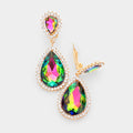 Crystal Pave Trim Teardrop clip on Earrings