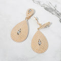 Bubble Pearl Stone Teardrop Dangle Evening Clip on Earrings
