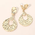 Bold Textured Metal Teardrop Drop Clip On Earrings