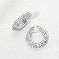 Rhinestone Pave Hoop Clip On Earrings
