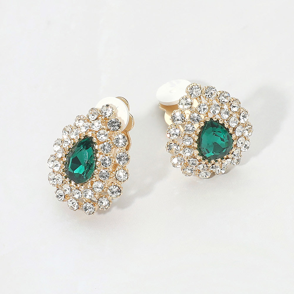Teardrop Cluster Evening Clip On Earrings