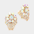 Floral Rhinestone Clip On Earrings