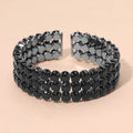 Triple Row Round Stone Cuff Bracelet