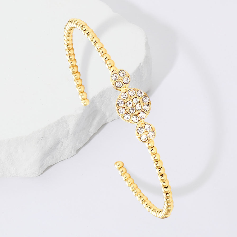 Stone Embellished Round Cuff Bracelet