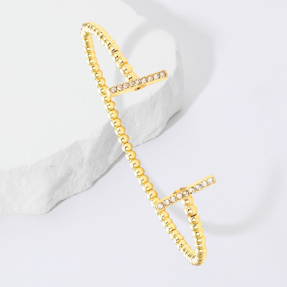 Rhinestone Embellished Bar Tip Cuff Bracelet