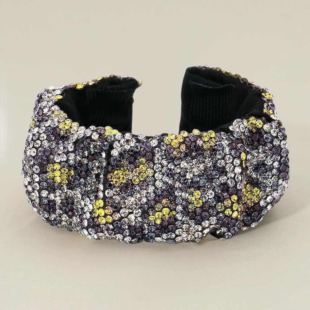 Bling Leopard Patterned Pleated Adjustable Cuff Bracelet