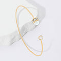Brass Metal Pearl Stone Tip Cuff Bracelet