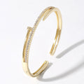 CZ Stone Paved Nail Cuff Hinged Bracelet