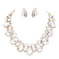 Crystal Rhinestone Trim Teardrop Collar Evening Necklace