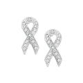 Crystal Pink Ribbon Symbol Stud Earrings
