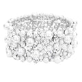 Pearl Crystal Pave Stretch Evening Bracelet