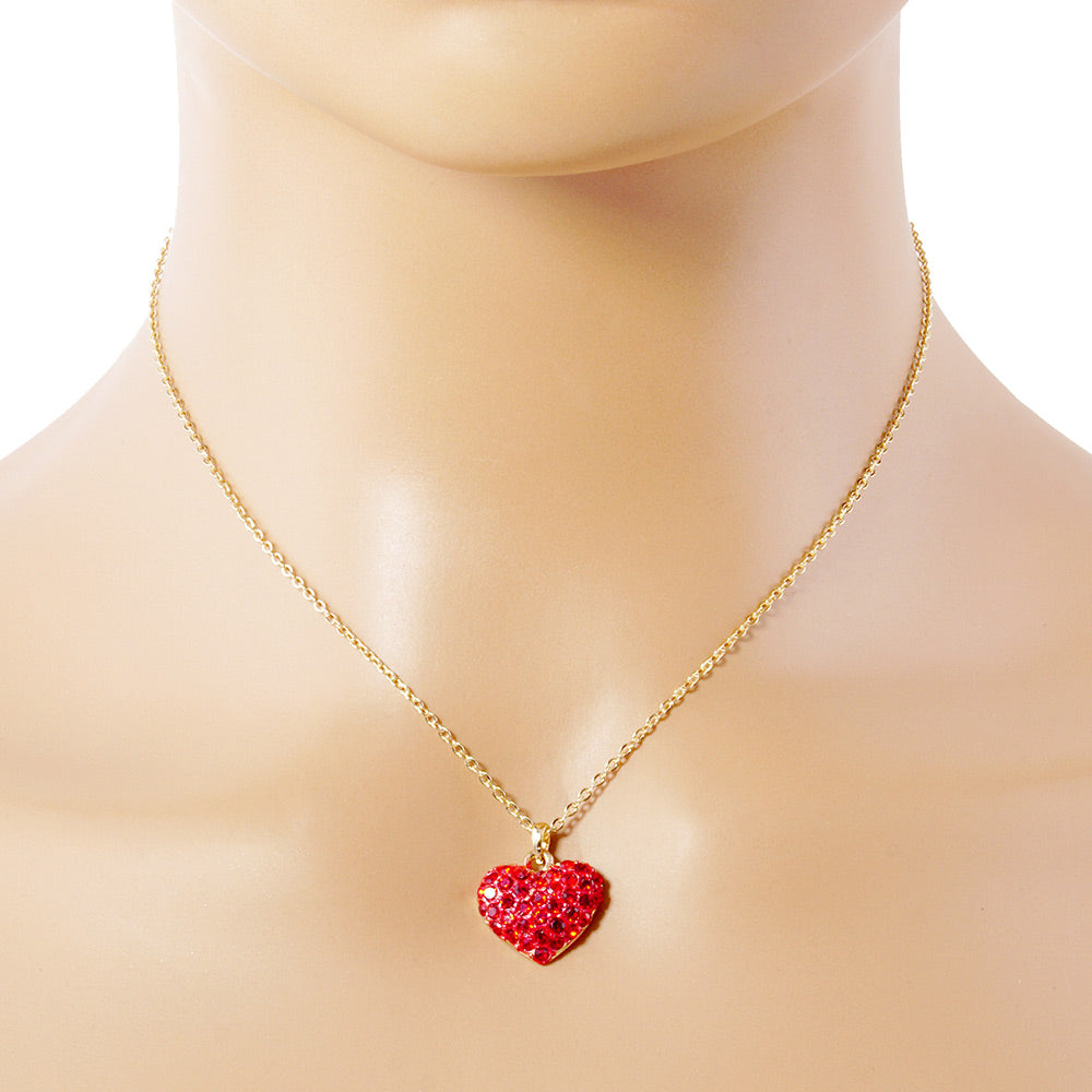 Crystal Pave Heart Pendant Necklace