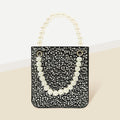 Bling Rectangle Pearl Handle Evening Tote / Crossbody Bag