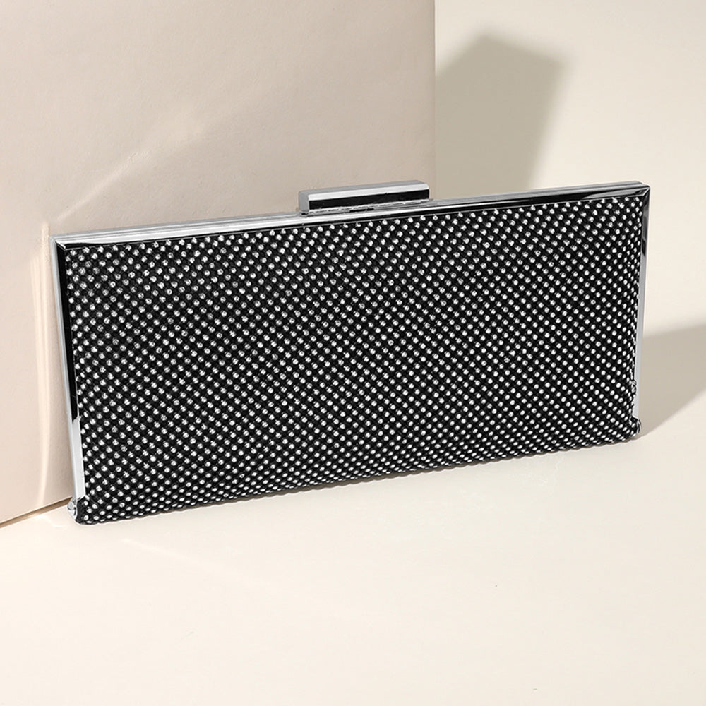 Bling Solid Flat Evening Clutch / Crossbody Bag