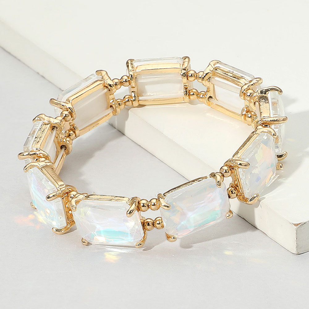 Cushion Rectangle Stone Stretch Evening Bracelet