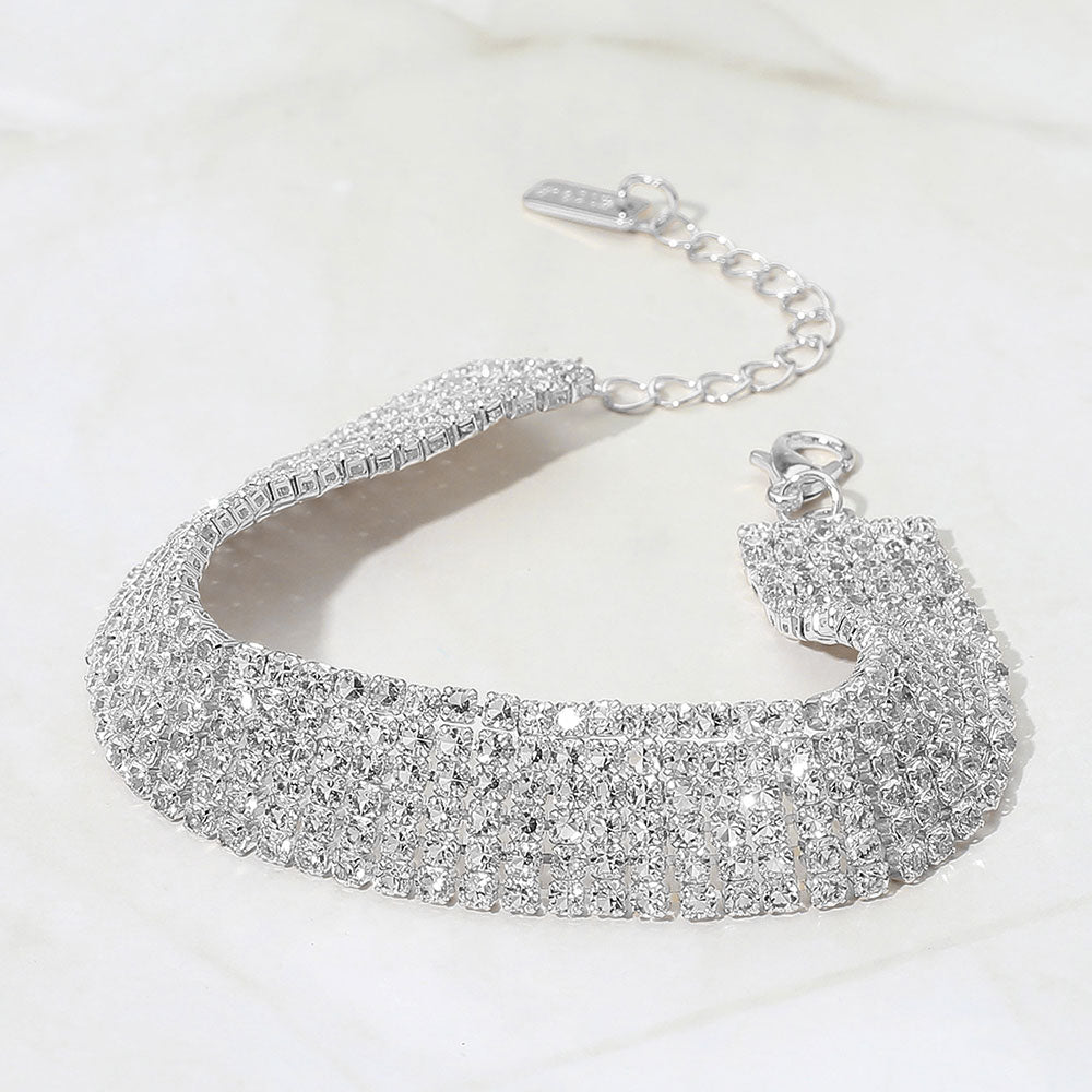 6Rows Rhinestone Pave Evening Bracelet