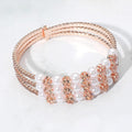 Pearl Stone Bezel Point Rhinestone Paved Split Adjustable Evening Bracelet
