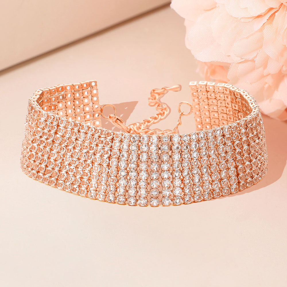 8 Rows Pave CZ Tennis Evening Bracelet