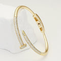 CZ Stone Paved Nail Hinged Bangle Bracelet
