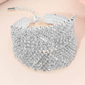 Layered Rhinestone Embellished Evening Bracelet