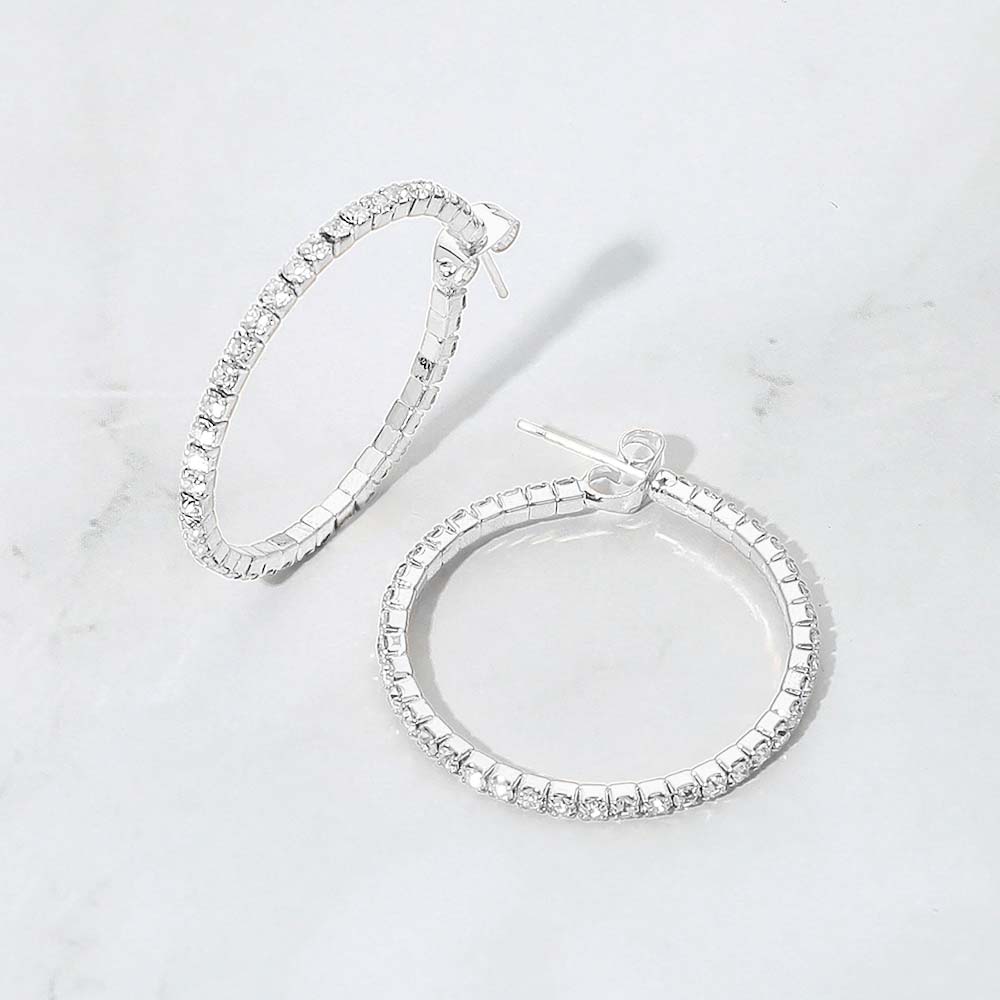 30mm Rhinestone Paved Hoop Earrings