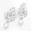 Marquise Stone Cluster Teardrop Link Dangle Evening Earrings