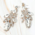 Bold Marquise Stone Cluster Embellished Drop Statement Evening Earrings