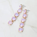 Round Stone Link Dangle Evening Earrings