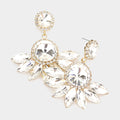 Round Centered Marquise Stone Cluster Dangle Evening Earrings