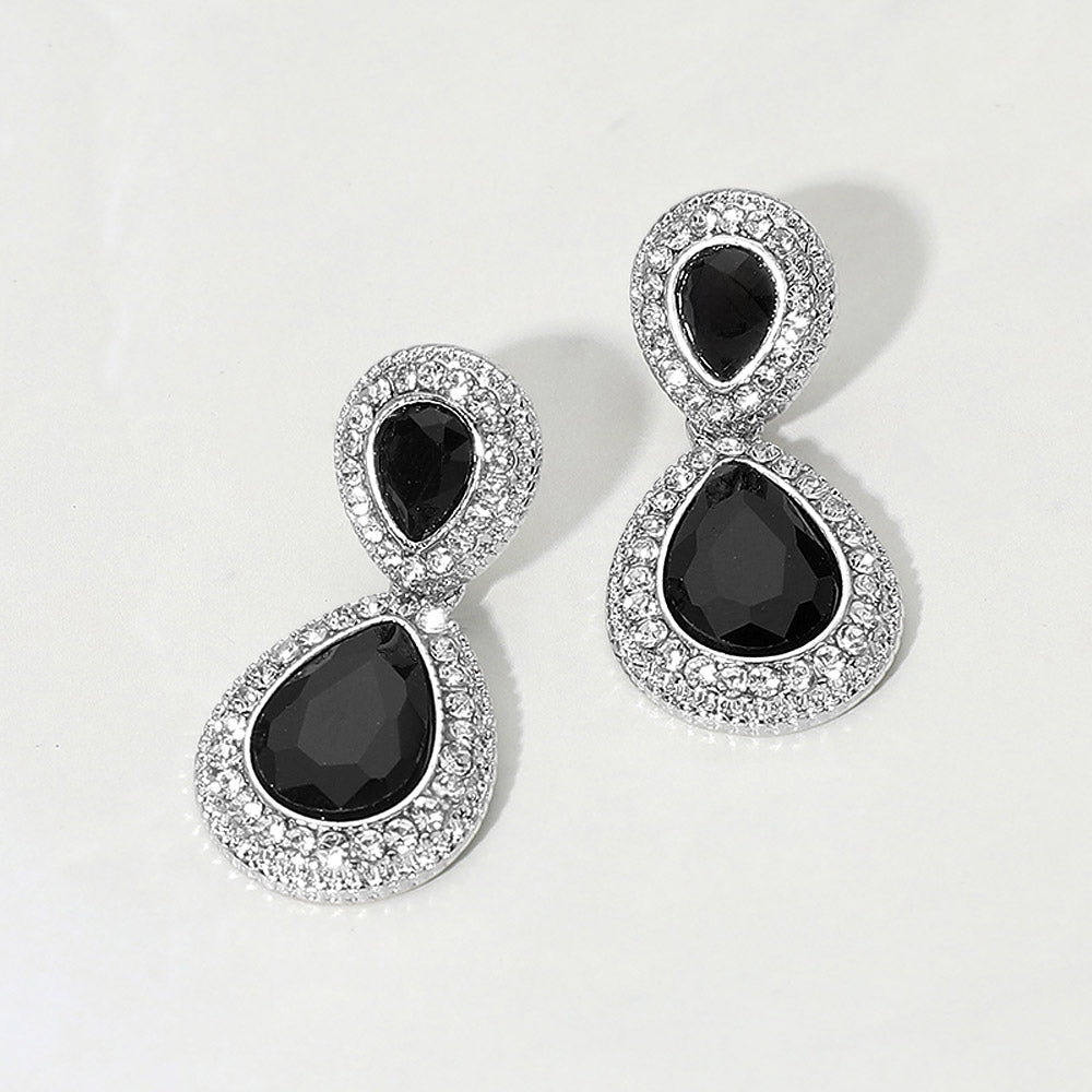 Crystal Teardrop Evening Earrings