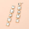 Square Stone Cluster Link Drop Earrings