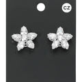 Flower CZ Stone Cluster Stud Evening Earrings